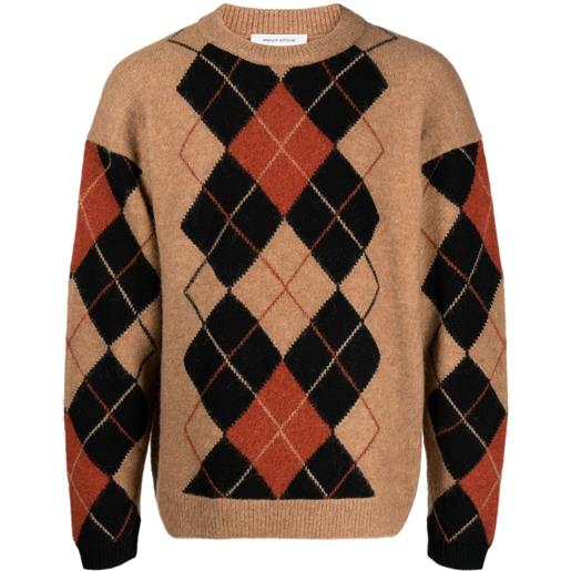 Maison Kitsuné maglione girocollo a rombi - marrone