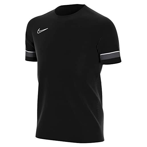 Nike dri-fit academy, maglia da calcio a manica corta unisex bambini, nero/bianco/antracite/bianco, m