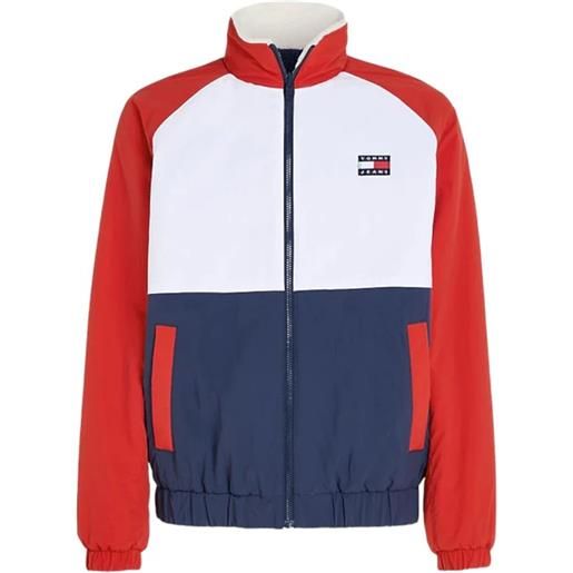 Tommy Jeans tjm reversible sherpa jacket orsetto/nylon blu/bia/rosso uomo