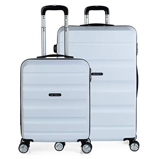 ITACA - set valigie - set valigie rigide offerte. Valigia grande rigida, valigia media rigida e bagaglio a mano. Set di valigie con lucchetto combinazione tsa t71617, bianco