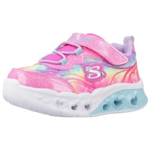 Skechers flutter heart lights groovy swirl, scarpe sportive bambine e ragazze, hot pink sparkle mesh lavender trim, 21 eu