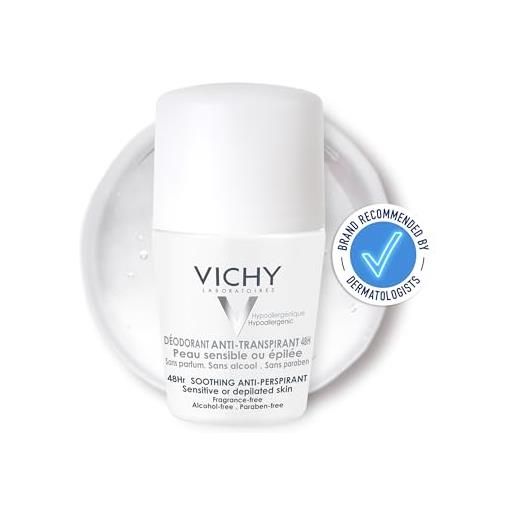 Vichy deodorante sensitiv antitraspirante, 50 ml, confezione da 1, roll-on, aloe vera