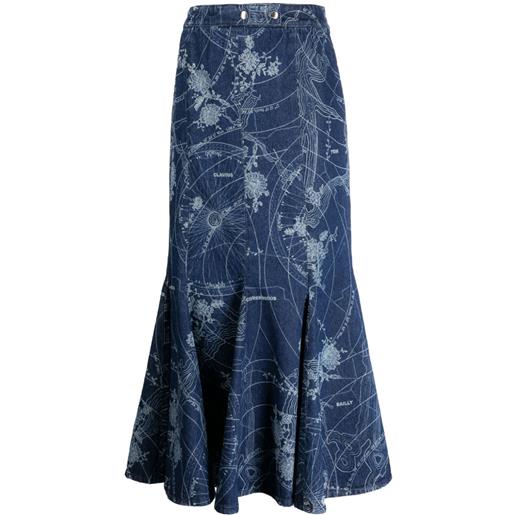 Off-White graphic-print mermaid midi skirt - blu