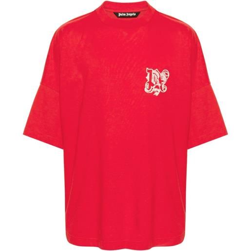 Palm Angels t-shirt con monogramma - rosso