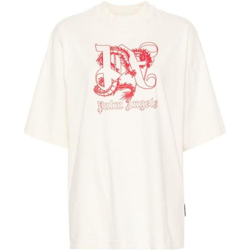 Palm Angels t-shirt con monogramma - toni neutri