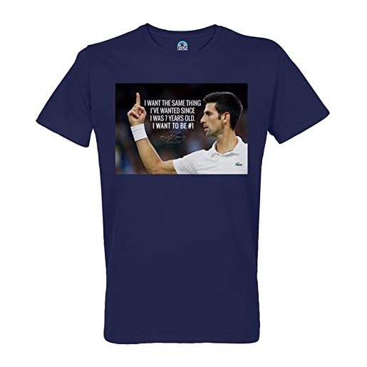 French Unicorn t-shirt uomo girocollo cotone bio novak djokovic tennis superstar citazione ispirante inglese motivazione, blu, m