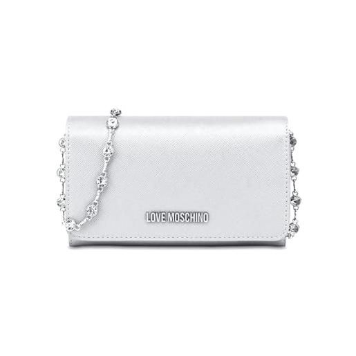 Love Moschino portafoglio con portamonete da donna marchio, modello jc4852pp4ik2, realizzato in pelle sintetica. Argento