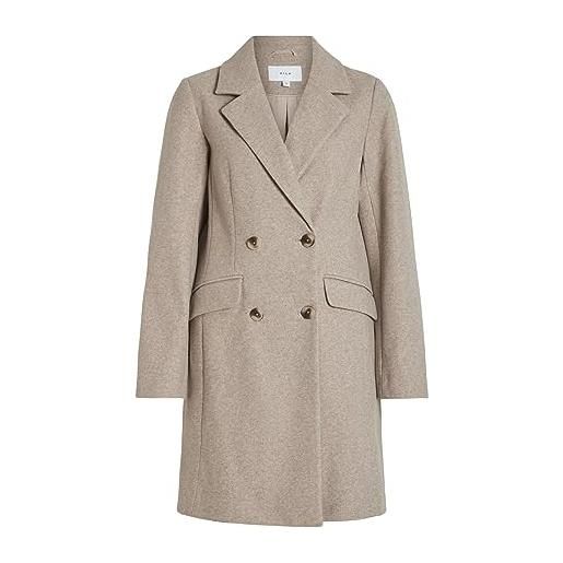 Vila vilunna l/s coat/pb cappotto corto, lenticchia marrone. Dettagli: melange, 36 donna