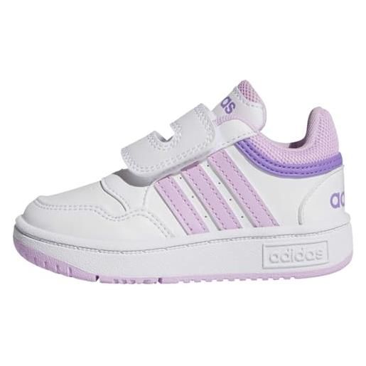 adidas hoops shoes, sneaker unisex-bimbi 0-24, ftwr white bliss lilac violet fusion, 19 eu