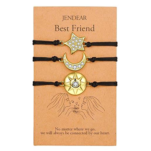JENDEAR regalo migliore amica, bracciale amicizia donna stelle sole luna gioielli braccialetto regolabile