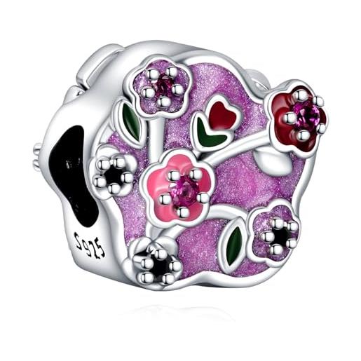 Annmors ciondolo argento sterling 925 charm bead compatibile bracciale collane colorful christmas snowflake perline zirconi 5a natale, san valentino, festa della mamma, ciondoli regalo donne e ragazze