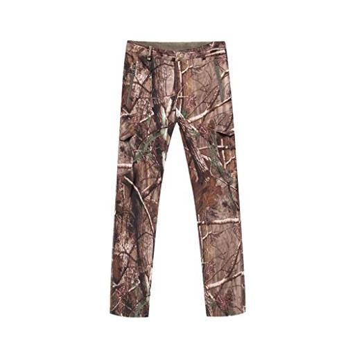 Chickwin-Shop chickwin pantaloni da trekking da uomo, impermeabili antivento caldi pantaloni da tattici militari per sciare arrampicata caccia escursionismo sport all'aperto (forest camo, l)