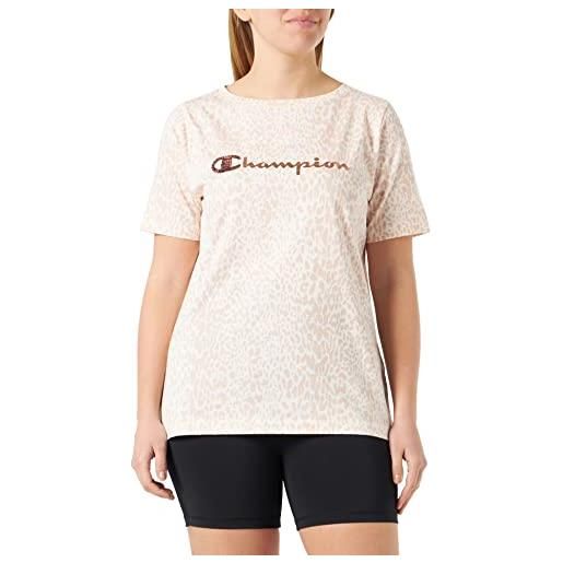 Champion legacy easywear 2.0 all-over print s/s t-shirt, rosa animalier, m donna