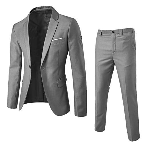 Generic abito da uomo 3 pezzi monopetto slim fit formale abiti da lavoro blazer giacca gilet pantaloni set abiti da sposa per feste, b- bianco, xxl