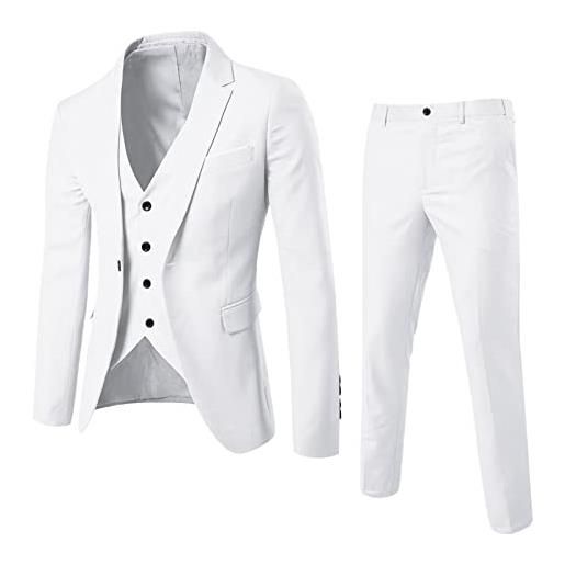 Generic abito da uomo 3 pezzi monopetto slim fit formale abiti da lavoro blazer giacca gilet pantaloni set abiti da sposa per feste, a- nero, xl