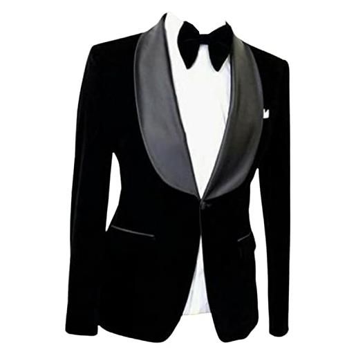 Kromoc uomo giacca da abito in velluto blazer cappotto smoking a un bottone scialle con risvolto prom sposo festa cena di nozze