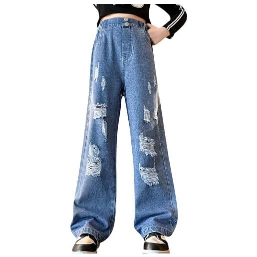 SEAUR jeans da bambina pantaloni cargo multitasche jeans a gamba larga pantaloni larghi in denim hip-hop jean per fotografia scuola danza grigio 1 140