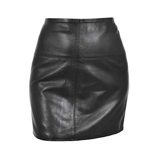 House of leather minigonna da donna in pelle, 40, 6 cm, per club, ufficio, abbigliamento casual, skt5 nero, nero , 42