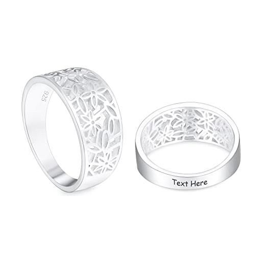 MeMeDIY 926 sterline d'argento motivo floreale foglia filigrana gioielli da sposa di fidanzamento anello margherita per donna taglia 9