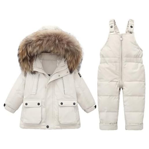 Acuryx tuta da neve 2 pezzi da bambino cappotto piumino con cappuccio e saloppette da neve invernale giacca set ragazza impermeabile blu 3-4 anni
