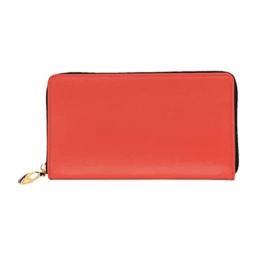 JCAKES portafoglio da donna, in pelle lunga, con cerniera, per carte di credito, portamonete, organizer da donna, colore: rosso corallo, nero , taglia unica