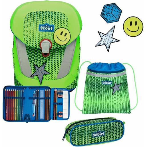 Scout sunny ii neon safety set di borse per la scuola 4 pezzi verde
