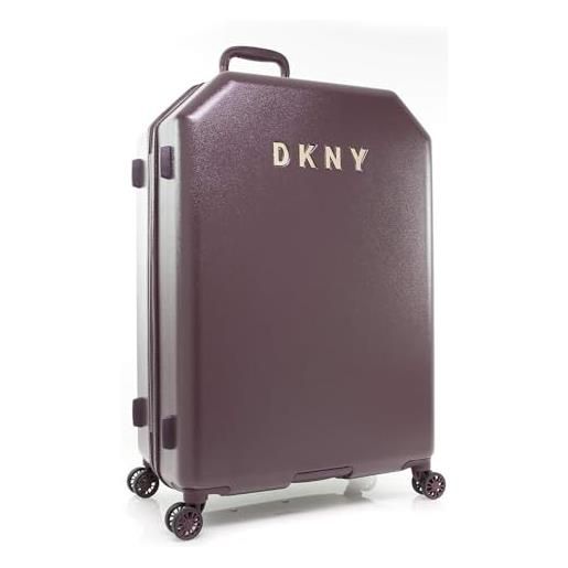 DKNY verticale da 28 pollici con 8 ruote girevoli, borgogna, 28 inch upright, logo in metallo verticale con 8 ruote girevoli bagagli
