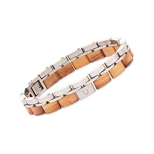 Woodstar (silver fox) bracciale in legno e acciaio da donna, gioielli moda femminile, braccialetto regolabile b20-006