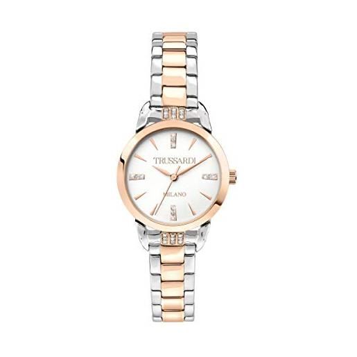 Trussardi t-original orologio donna solo tempo in acciaio, pvd oro rosa, cristalli - r2453142504