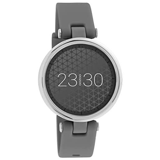 Oozoo q4, smartwatch unisex, 39 mm, con cinturino in silicone da 16 mm, per uomo e donna, orologio fitness con contapassi, orologio sportivo per ios e android, grigio/argento. , cinghie