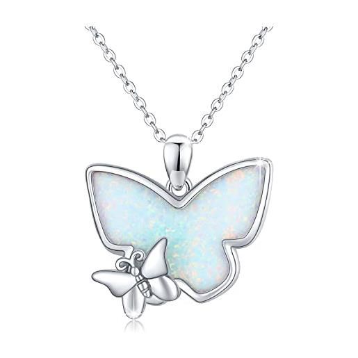 JFASHOP catena a farfalla da donna in argento sterling 925 opale con pendente a farfalla collana gioielli opale regalo per ragazze bambini donne fidanzata