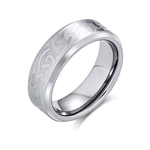 Bling Jewelry personalizzato unisex irlandese vichingo celtico amore nodo coppie ampia titanium wedding band anelli 7 millimetri per gli uomini le donne matte silver tone 7 millimetri personalizzabile