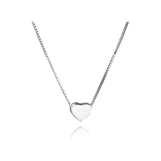SLUYNZ 925 collana pendente in argento sterlina minuscola amore cuore per le donne ragazze adolescenti collana da tennis cuore sottile (0.7cm heart-silver)
