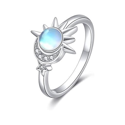 ONEFINITY yafeini anello in argento sterling con luna e stella, mezzaluna e sole, pietra di luna sintetica, anello di fidanzamento, anniversario, regalo di compleanno per donne (7), argento sterling