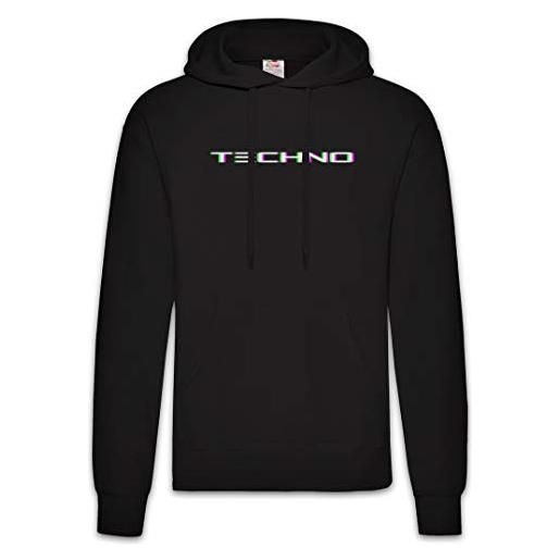 Urban Backwoods techno glitch hoodie felpe con cappucio sweatshirt nero taglia xl