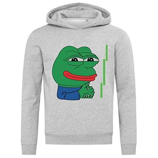 Generic funny stock trader pepe the frog meme art felpa con cappuccio felpa con cappuccio in misto cotone grigio x-large