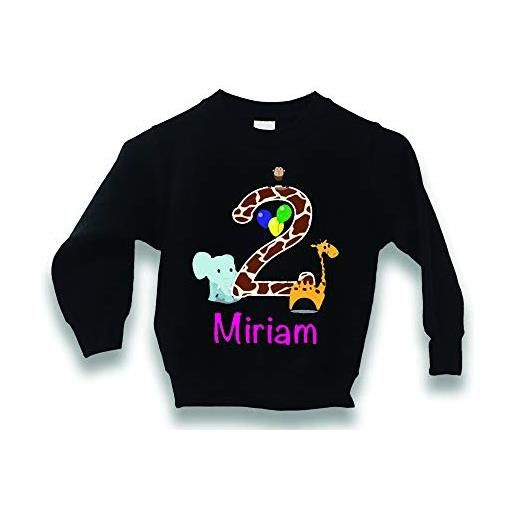 Altra Marca felpa bimba personalizzata nome 1 anno maglione caldo per bambini idea regalo (5-6 anni, nero)