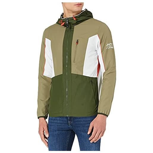 JACK & JONES jcocarson light jacket hood sts giacca da mezza stagione, deep lichen green/print: jackjones, s uomo