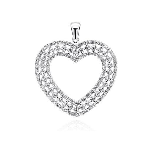Brilio ciondolo luxury silver heart pendant with zircons pt18w sbs1107 marca, estándar, metallo, nessuna pietra preziosa