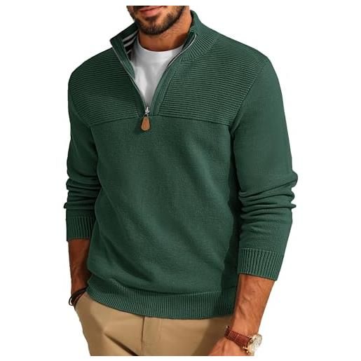PaulJones troyer maglione da uomo, maglione a collo alto con cerniera e maniche lunghe, blu reale, l