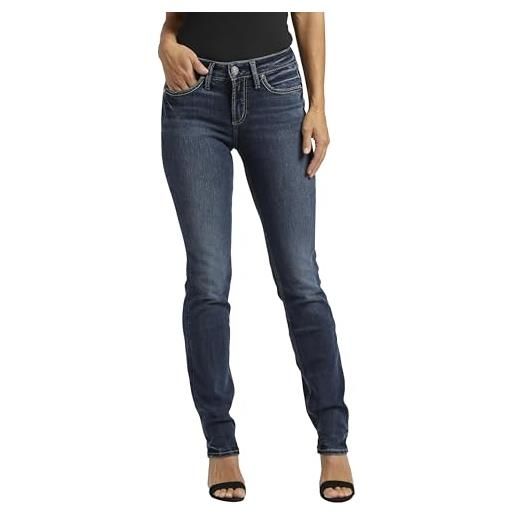 Silver Jeans Co. jeans suki a gamba dritta a vita media, lavaggio scuro edb359, 28w x 33l donna