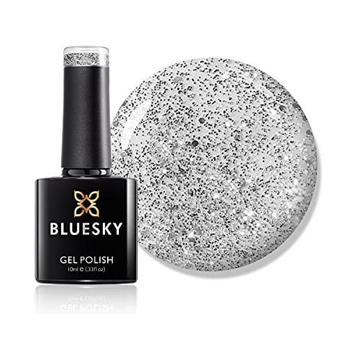 Bluesky silver glitter explosion, smalto per unghie in gel soak-off, per lampade led o uv, argento con brillantini (80573), 10 ml