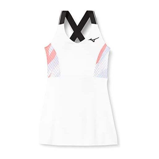 Mizuno printed dress vestito da tennis, bianco, xs donna