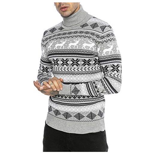 RED BRIDGE maglione da uomo stile norvegese pullover con collo alto in cotone slim fit blu s