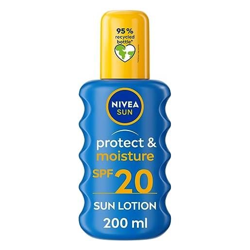 Nivea, spray solare protettivo ed idratante, spf 20 (medio), 200 ml