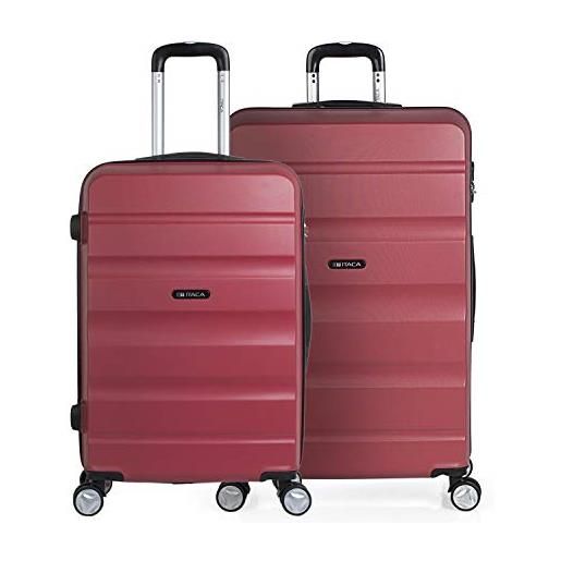 ITACA - set valigie - set valigie rigide offerte. Valigia grande rigida, valigia media rigida e bagaglio a mano. Set di valigie con lucchetto combinazione tsa t71616, corallo