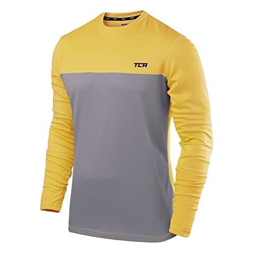 TCA element maglia da uomo da corsa a manica lunga - grigio/giallo, xxl