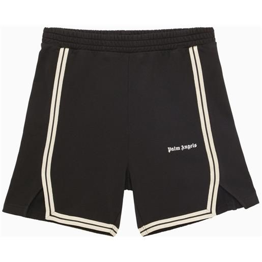 Palm Angels shorts nero e bianco in cotone con logo