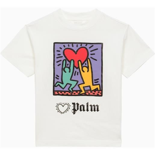 Palm Angels t-shirt bianca in cotone con stampa
