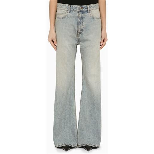 Balenciaga jeans a zampa effetto slavato in denim